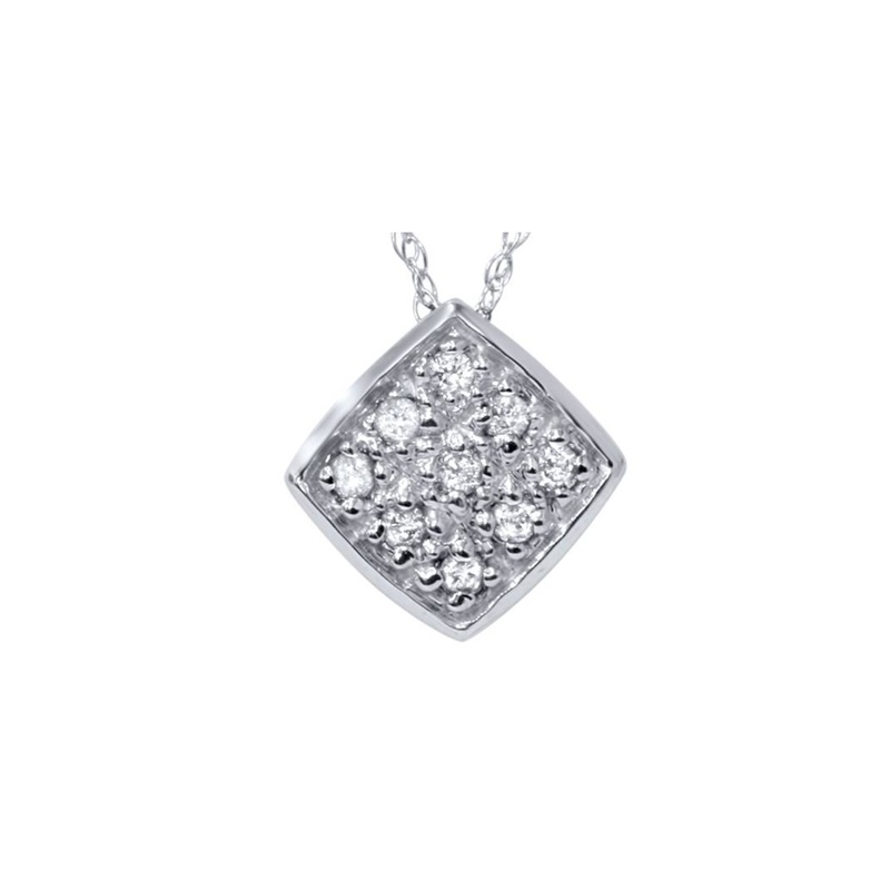 Round Diamonds on White Gold Pendant & Chain