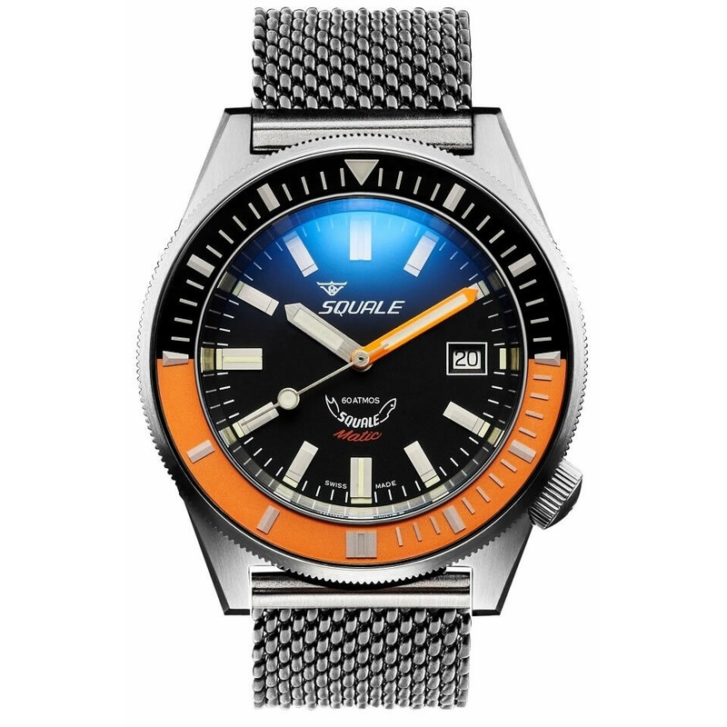 Squale Matic Orange Bezel on Bracelet
