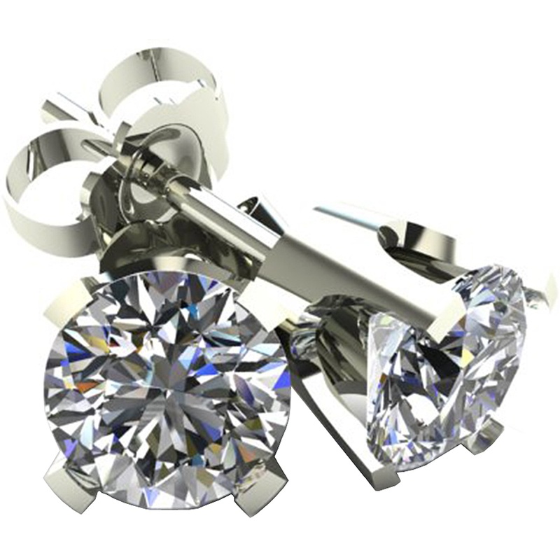 3PE25W Diamond Stud Solitaire White Gold Earrings – Guaranteed 100% Authentic with FREE Shipping at AuthenticWatches.com