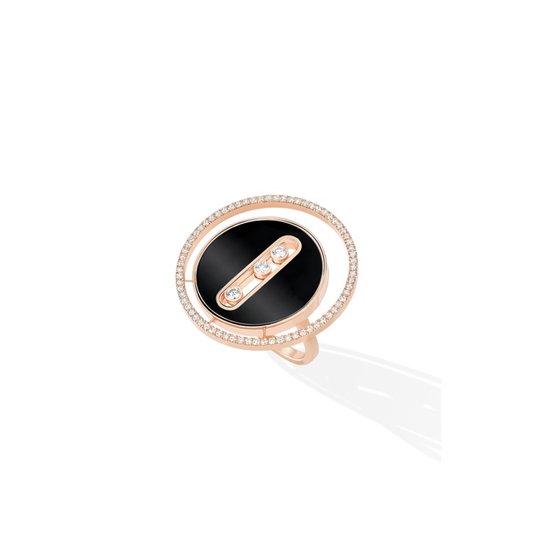Lucky Move Onyx LM Ring in Pink Gold Size 54 – Messika