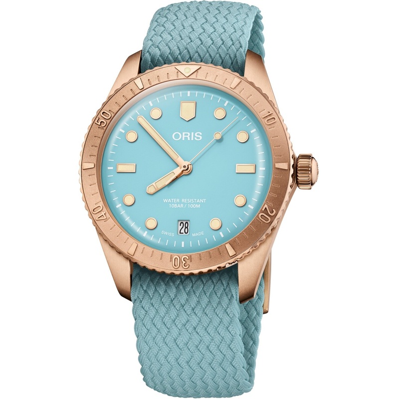 Oris Divers Sixty Five Cotton Candy Sky Blue Perlon Strap