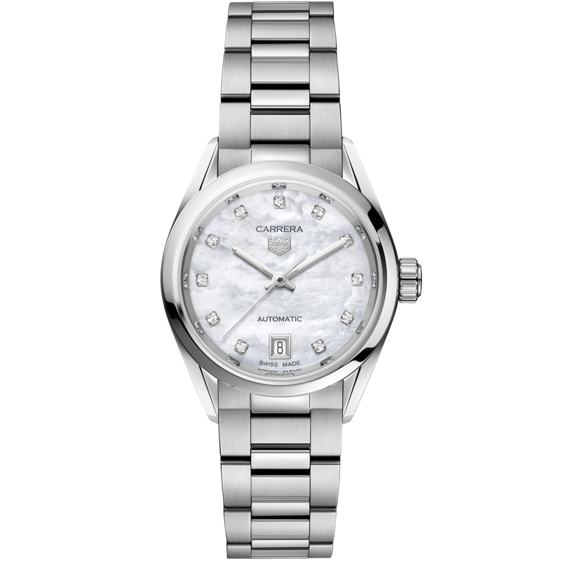 TAG Heuer Carrera Calibre 9 Automatic Mother of Pearl Steel Watch (WBN2412.BA0621)