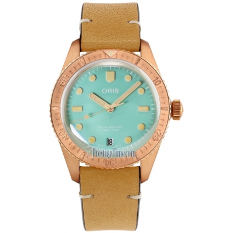 01 733 7771 3157-07 5 19 04BR Cotton Candy Green Oris Divers Sixty Five 38mm Midsize Watch