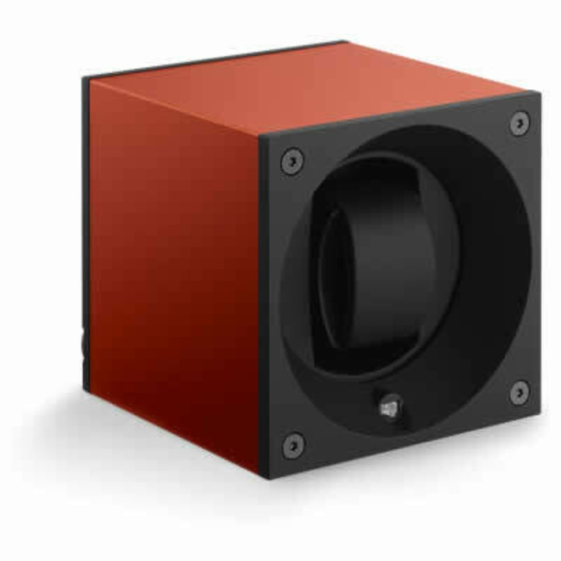 SwissKubik Watch Winder Single – Anodized Orange With Window Protect SK01.AE010-wp