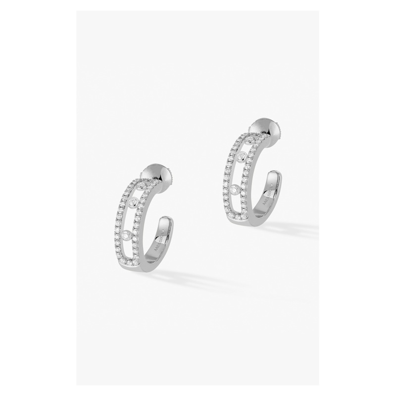 Move Classique Pav Hoops in White Gold – Messika