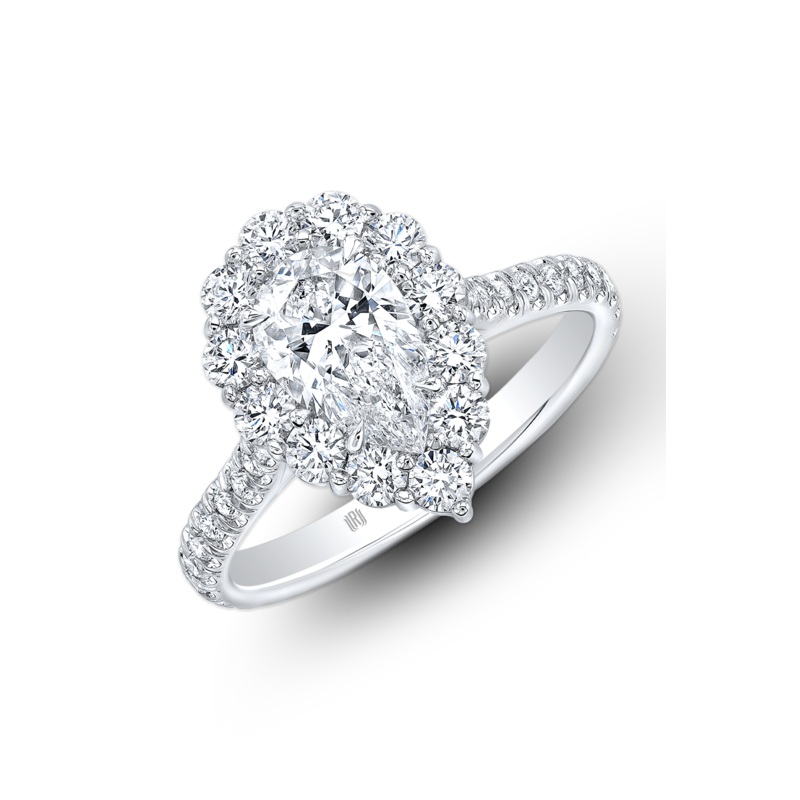 Pear cut Diamond Cluster Ring in White Gold – Rahaminov Diamonds