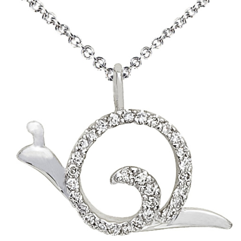 Snail Pendant with .29 Carat Diamonds set on White Gold