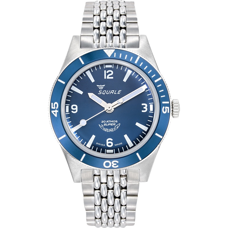 Squale Super-Squale Blue Arabic Numerals on Bracelet