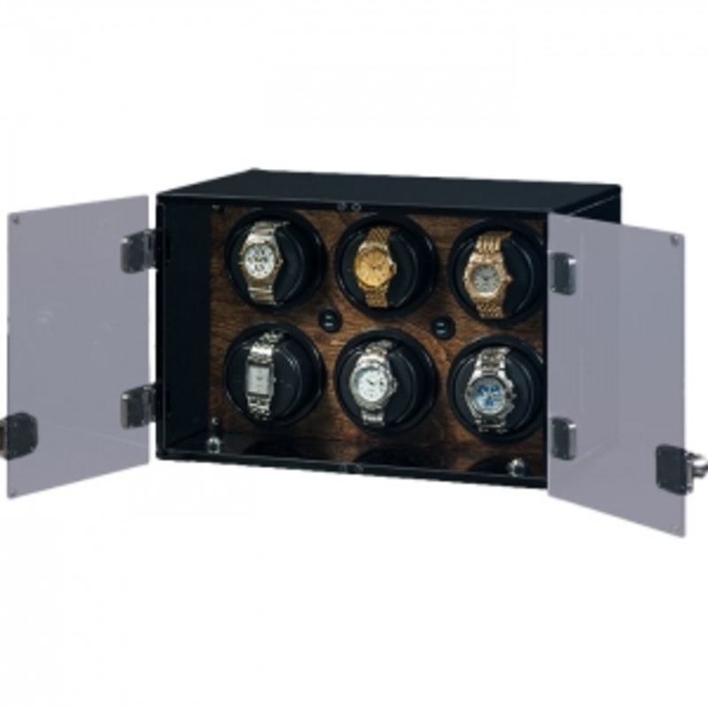 w60144  Orbita Winders & Cases Milano Series 6 Rotorwind – Glass & Walnut