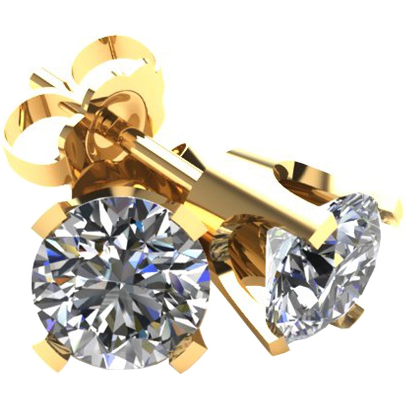 14k Yellow Gold .33 TCW Diamond Stud Solitaire Earrings 3PE33Y