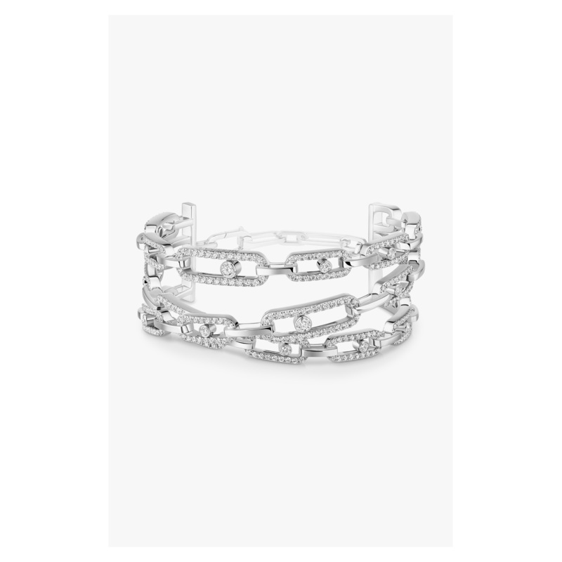 Move Link 3-Row Cuff in White Gold – Messika