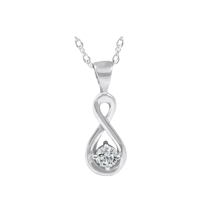 Buy Women’s Solitaire Knot Diamond Pendant, 0.1 Carat on 10k White Goldf on Sale