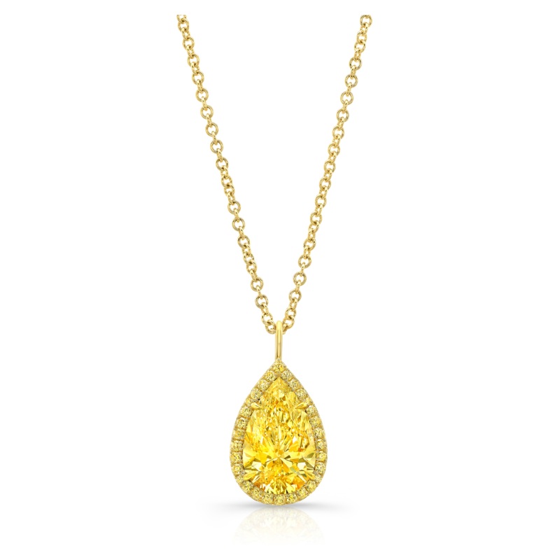 Yellow Diamond Halo Pendant in Yellow Gold – Rahaminov Diamonds