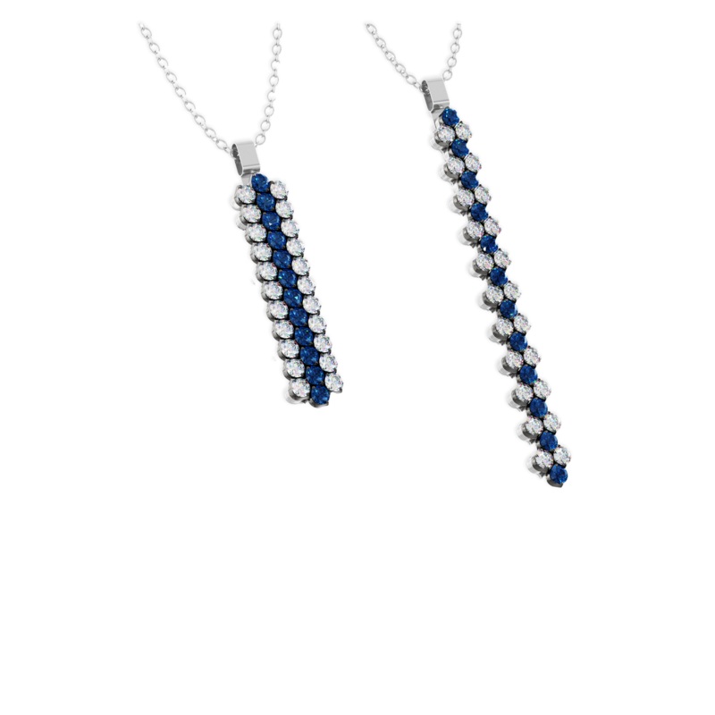 Brevetto 3-row Multi Size Pendant in White and Black Gold with Sapphires – Serafino Consoli Jewelry