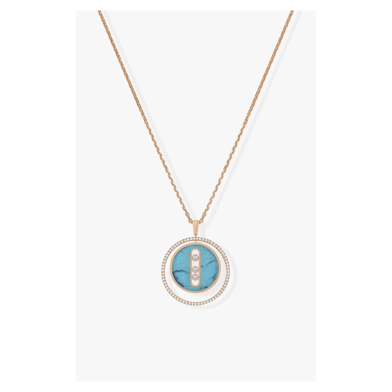 Lucky Move Turquoise MM Pendant in Pink Gold  – Messika