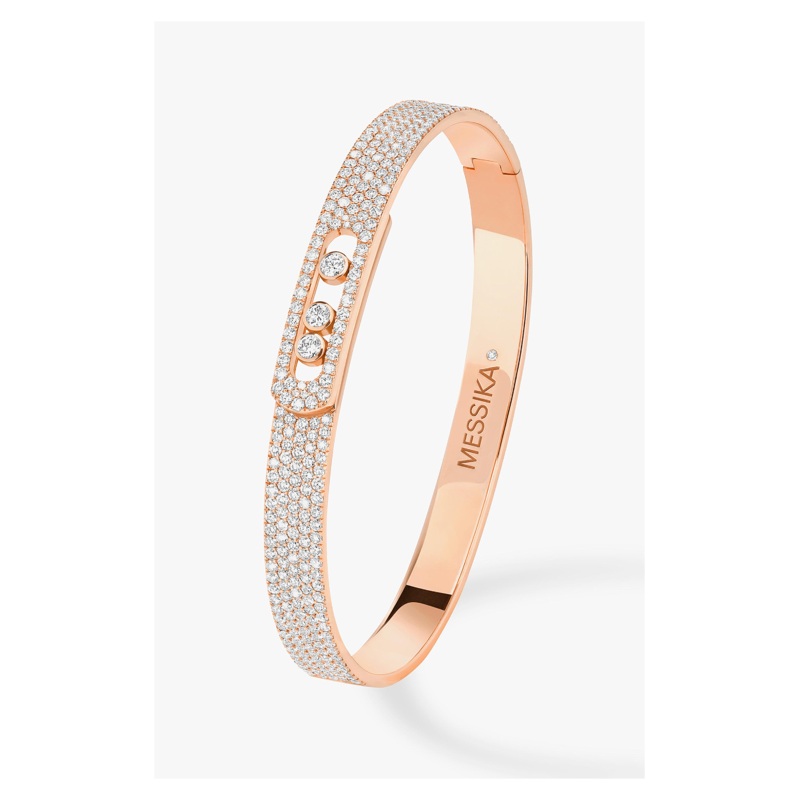 Move Noa Full Pav Bangle in Pink Gold Size M – Messika