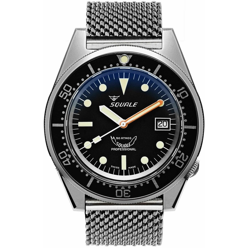 Squale 1521 Classic Black Sand Blasted on Bracelet