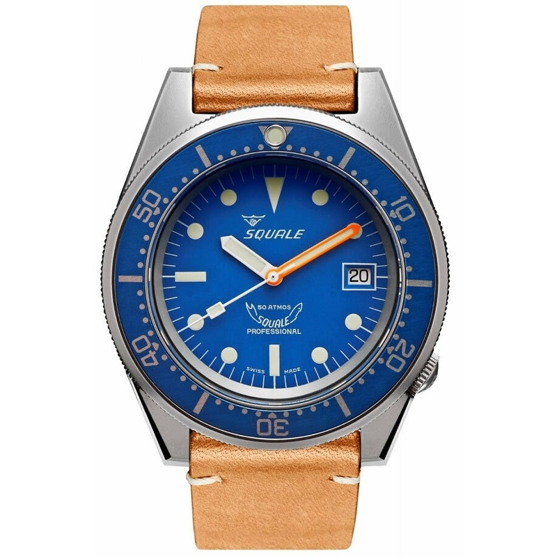 Squale 1521 Classic Blue Sand Blasted on Strap