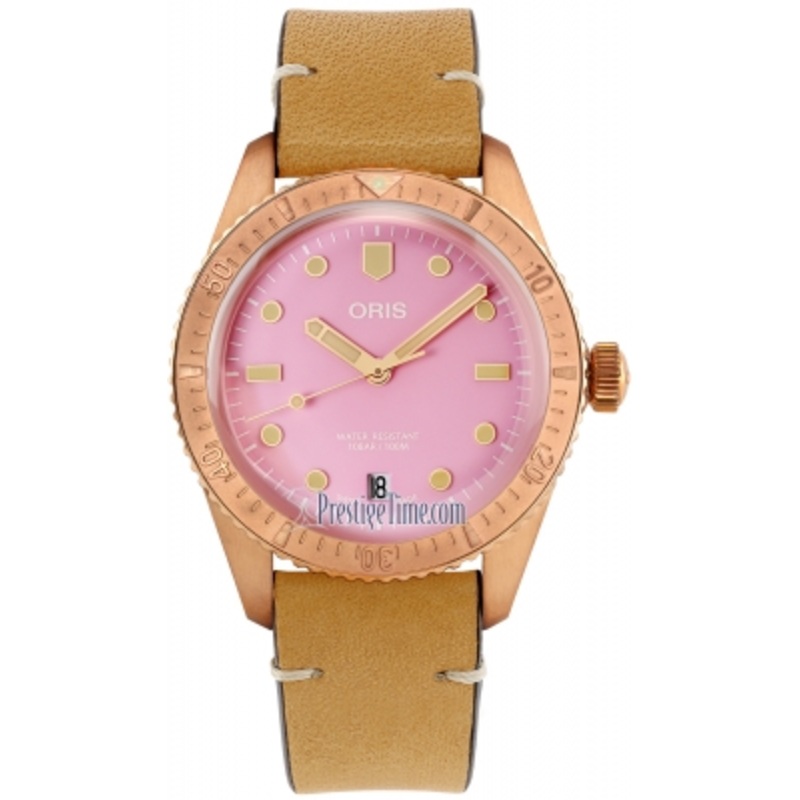 01 733 7771 3158-07 5 19 04BR Cotton Candy Pink Oris Divers Sixty Five 38mm Midsize Watch