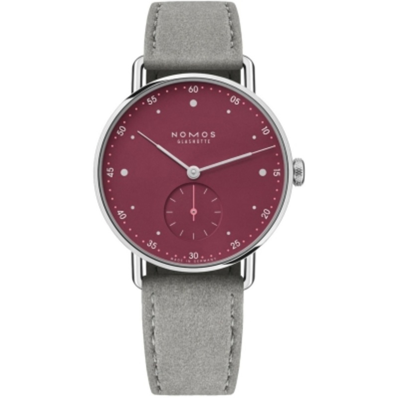 1123 Muted Red Nomos Glashutte Metro 33 Ladies Watch
