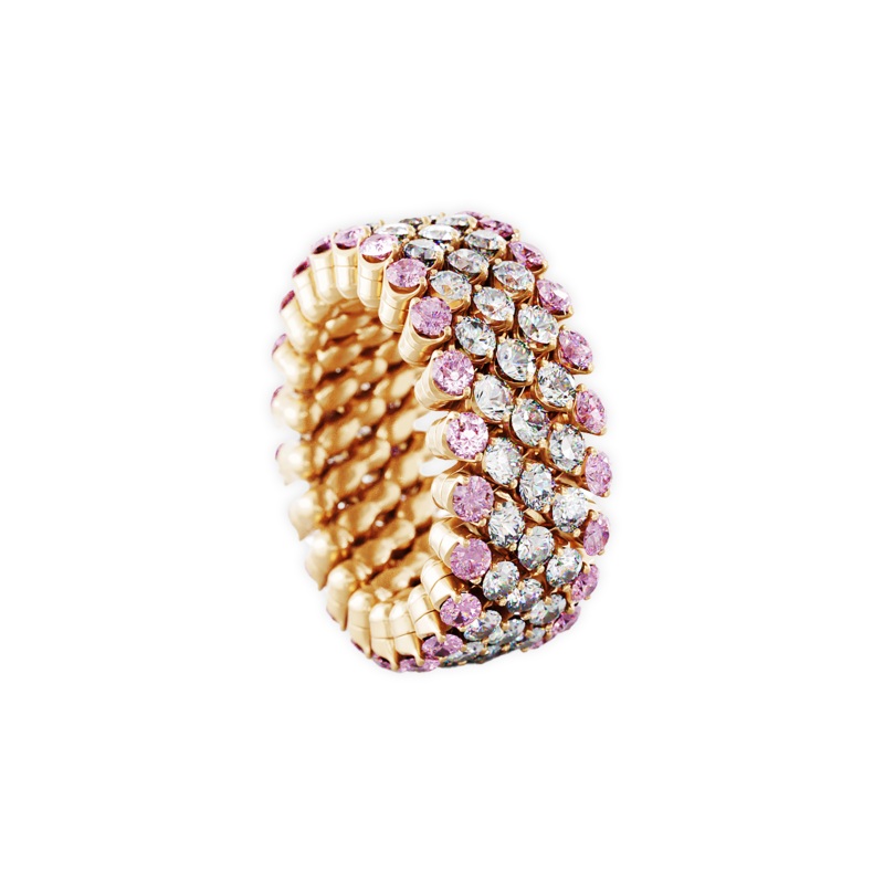 Brevetto 5-row Multi Size Ring in Pink Gold with Pink Sapphires – Serafino Consoli Jewelry
