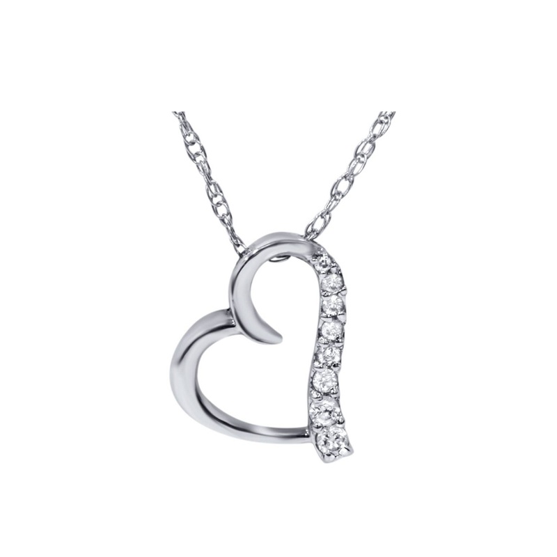 Buy Diamond Heart Shape Pendant, 0.06 Carat on 10k White Gold