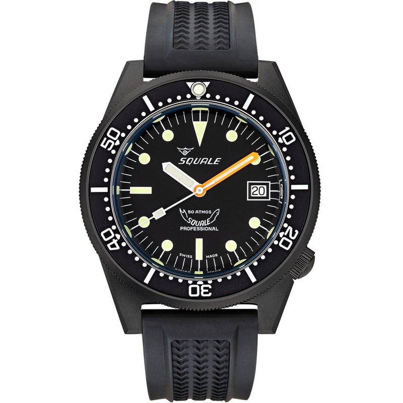 Squale 1521 Pvd Steel Black on Strap 1521PVD.VO