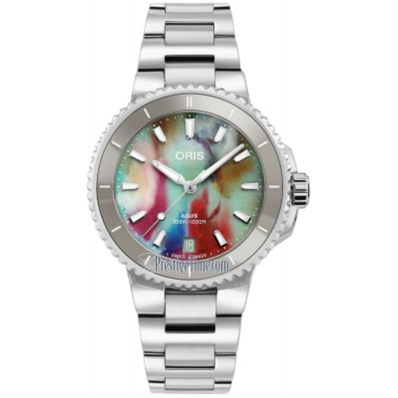 01 733 7792 4150-07 8 19 05P UPCYCLE Oris Aquis Date 36.5mm Ladies Watch