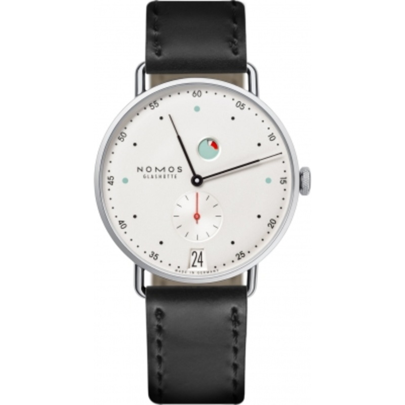 1101   Nomos Glashutte Metro Datum Gangreserve 37mm Mens Watch