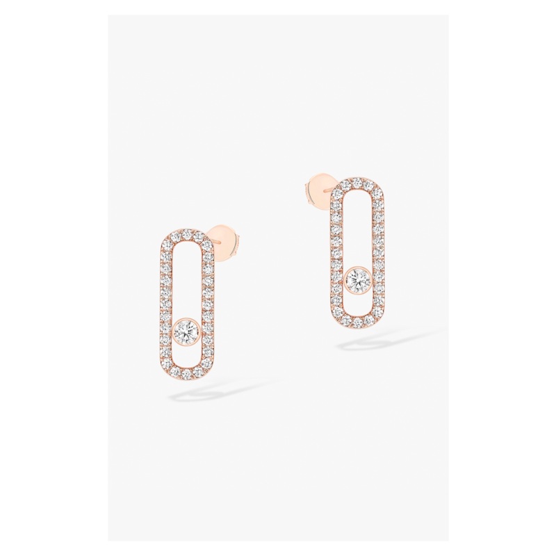 Move Uno Pav Studs in Pink Gold – Messika