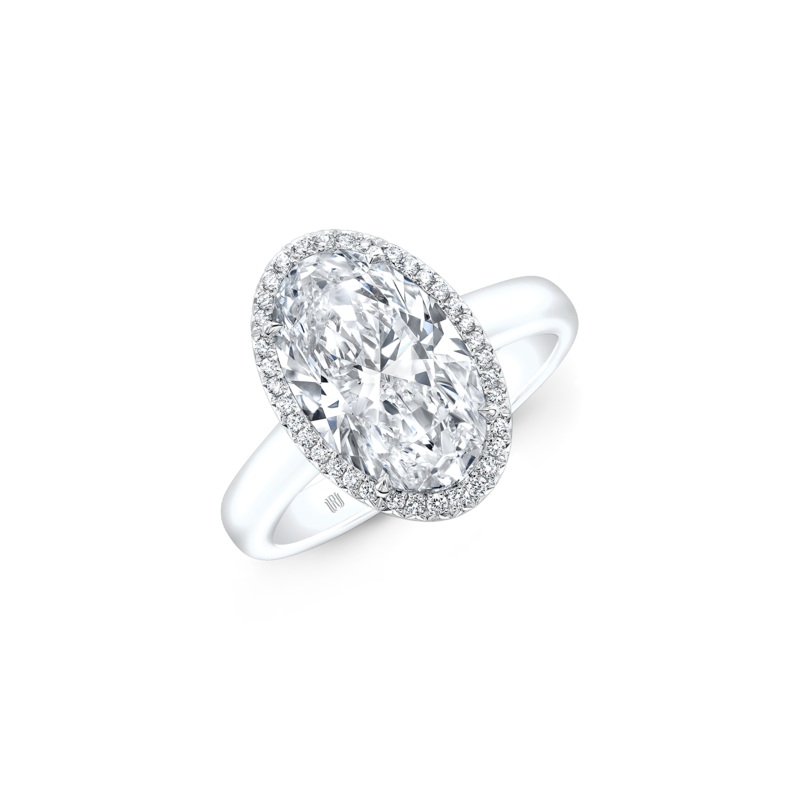 Oval cut Diamond Halo Solitaire in Platinum – Rahaminov Diamonds