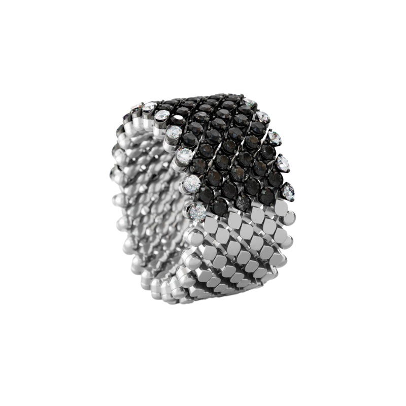 Brevetto 9-row Multi Size Ring in Black and White Gold – Serafino Consoli Jewelry