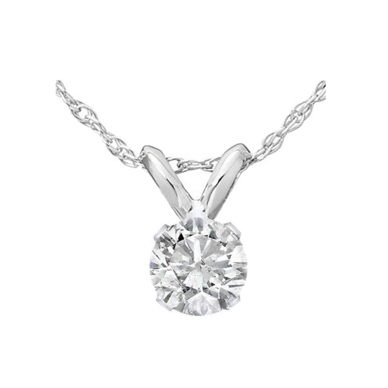 Womens Diamond Pendant Necklace Set on White Gold