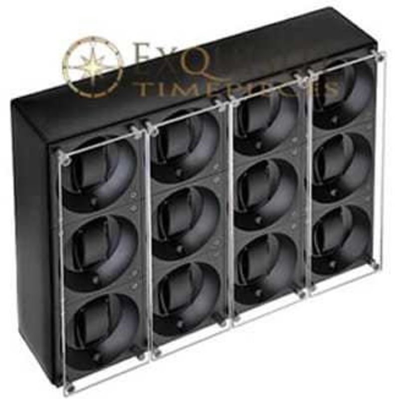 Swiss Kubik 12 Winders – Black Calf Leather – Window Protect Sk12.cv005-wp