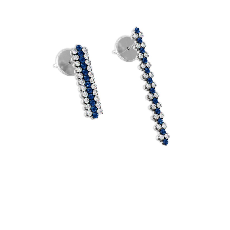 Brevetto 3-row Multi Size Earrings in White and Black Gold with Sapphires – Serafino Consoli Jewelry