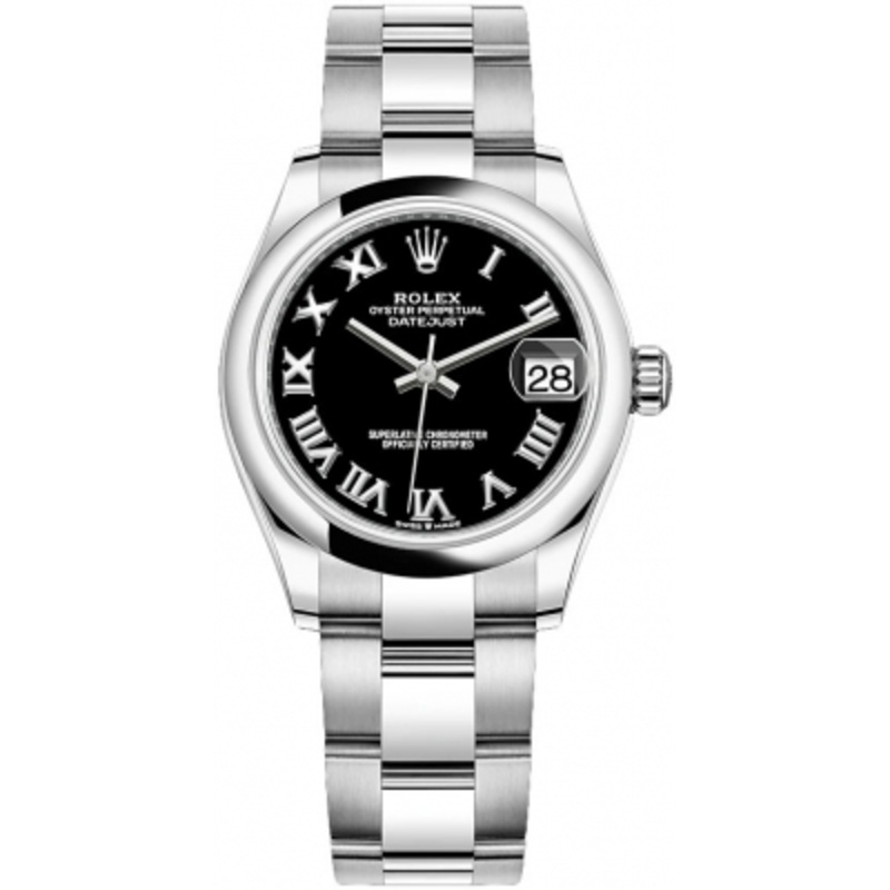 278240 Black Roman Oyster Rolex Datejust 31mm Stainless Steel Ladies Watch