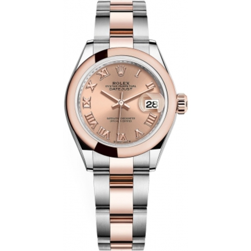 279161 Rose Roman Oyster Rolex Lady Datejust 28mm Stainless Steel and Everose Gold Ladies Watch