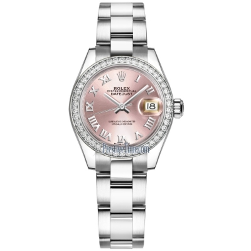 279384RBR Pink Roman Oyster Rolex Lady Datejust 28mm Stainless Steel Ladies Watch