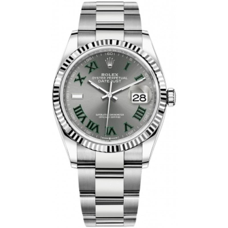 126234 Slate Roman Oyster Wimbledon Rolex Datejust 36mm Stainless Steel Midsize Watch
