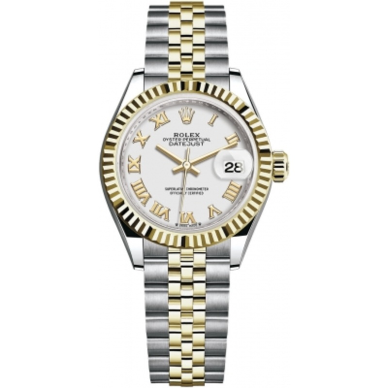 279173 White Roman Jubilee Rolex Lady Datejust 28mm Stainless Steel and Yellow Gold Ladies Watch