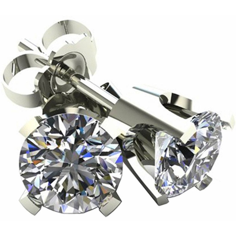 3PE33W .33 TCW Diamond Stud Solitaire White Gold Earrings