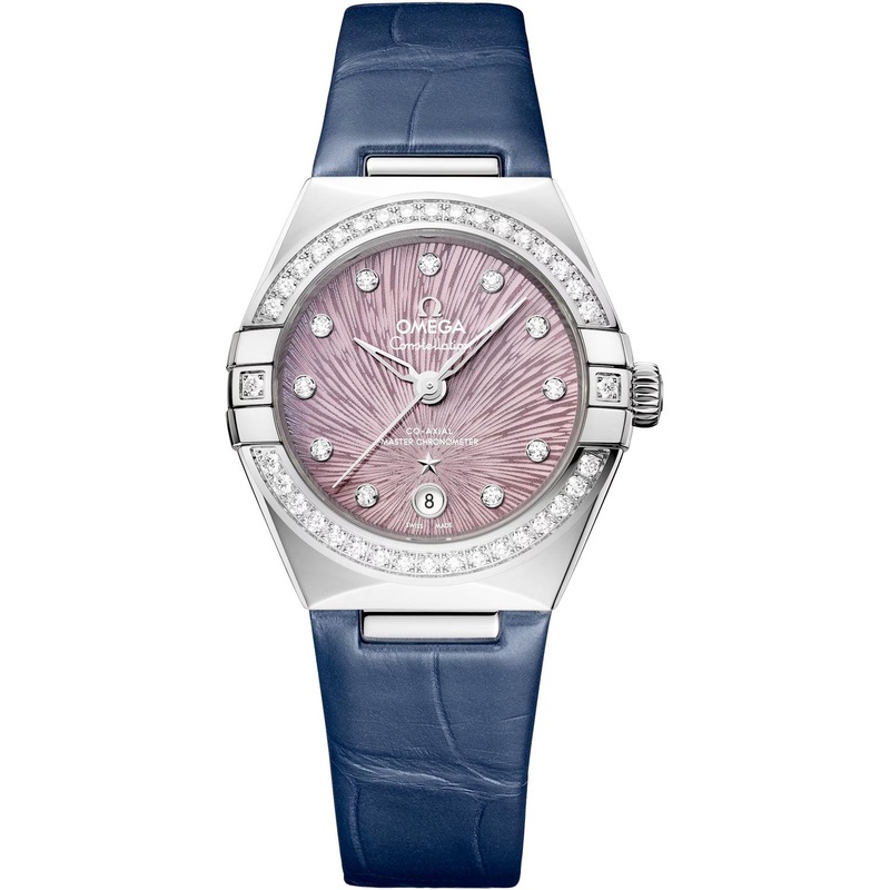 Omega 131.18.29.20.60.001 Constellation Lilac Dial Steel and Diamonds 29mm