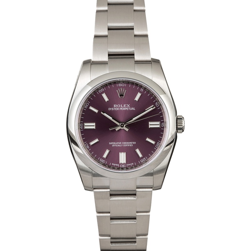 Unworn Rolex OP 116000 Red Grape Dial