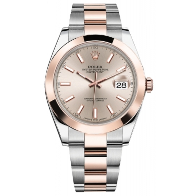 126301 Sundust Index Oyster Rolex Datejust 41mm Stainless Steel and Everose Gold Mens Watch
