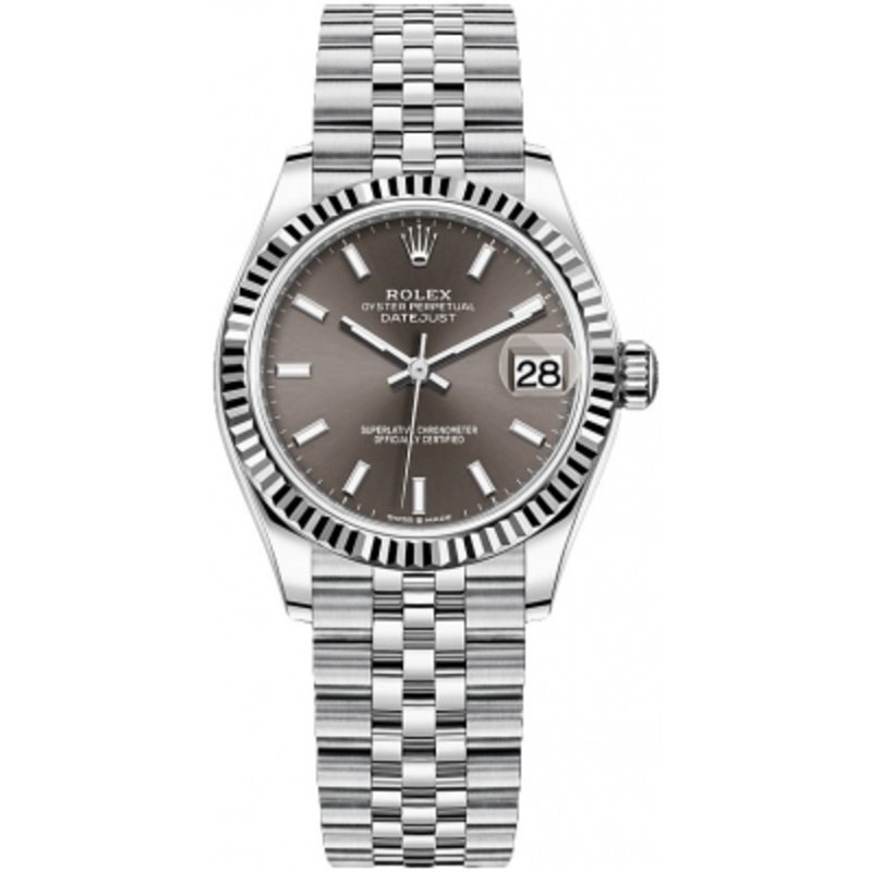 278274 Dark Grey Index Jubilee Rolex Datejust 31mm Stainless Steel Ladies Watch