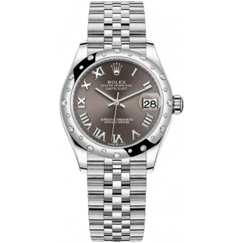 278344rbr Dark Grey Roman Jubilee Rolex Datejust 31mm Stainless Steel Ladies Watch