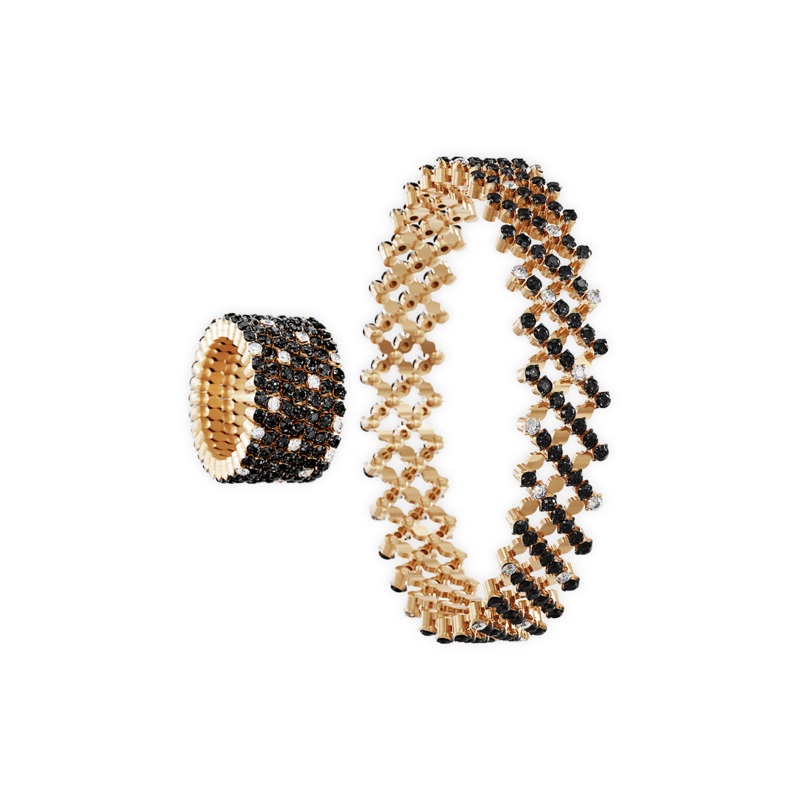 Serafino 7-row Ring Bracelet in Black and White Gold with Black Diamonds – Serafino Consoli Jewelry