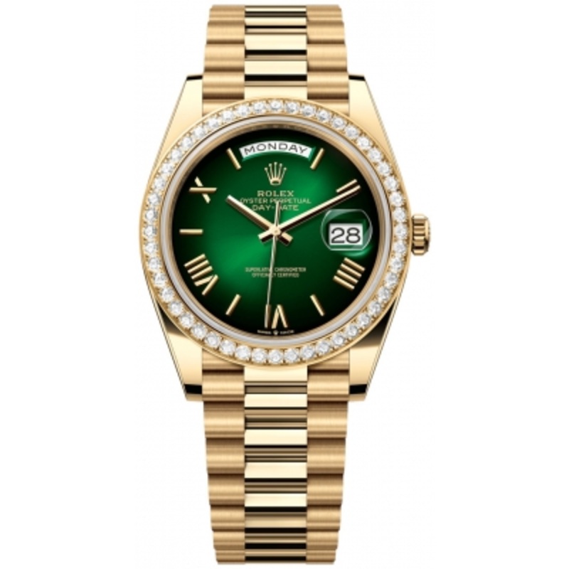 228348RBR Green Ombre   Rolex Day-Date 40mm Yellow Gold Mens Watch
