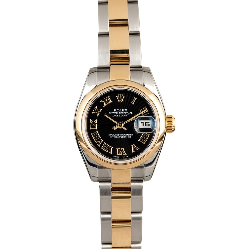 Rolex Lady Datejust 179163 Black Roman Sunbeam Dial