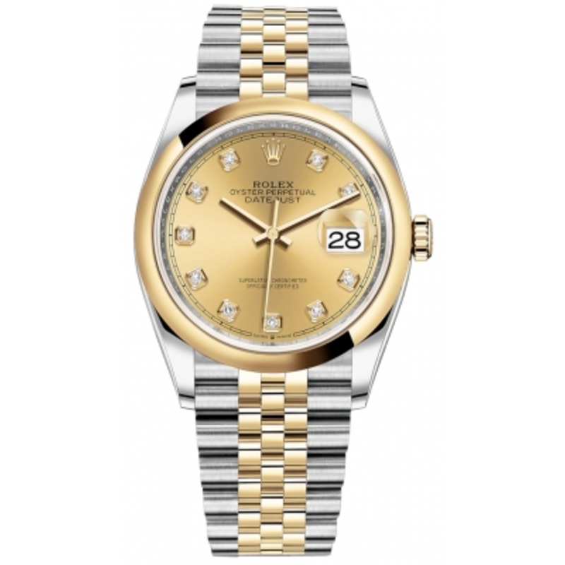 126203 Champagne Diamond Jubilee Rolex Datejust 36mm Stainless Steel and Yellow Gold Ladies Watch